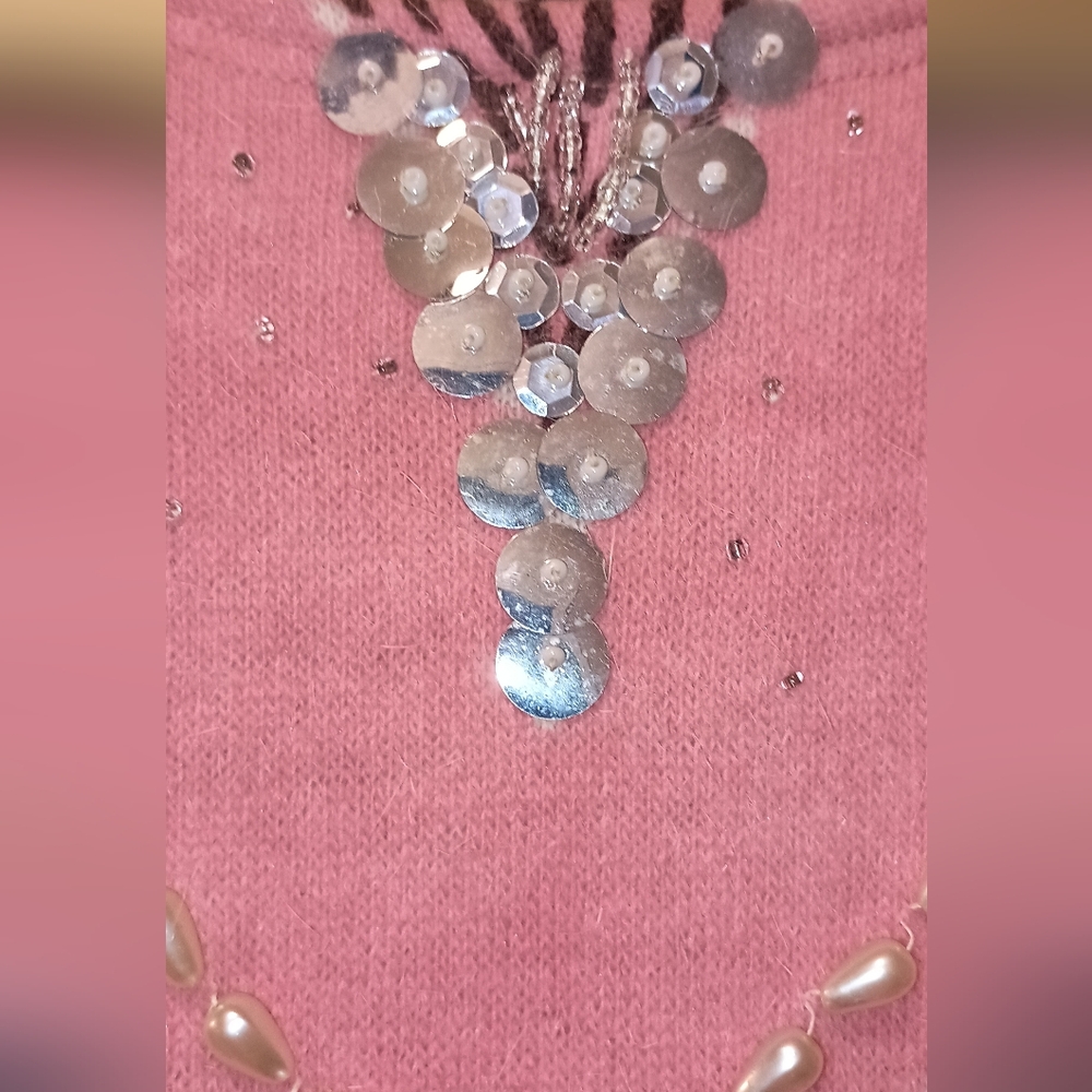 Simone Pia Vintage Italian  Sequin Butterfly Print sweater Size Small - Picture 15 of 16